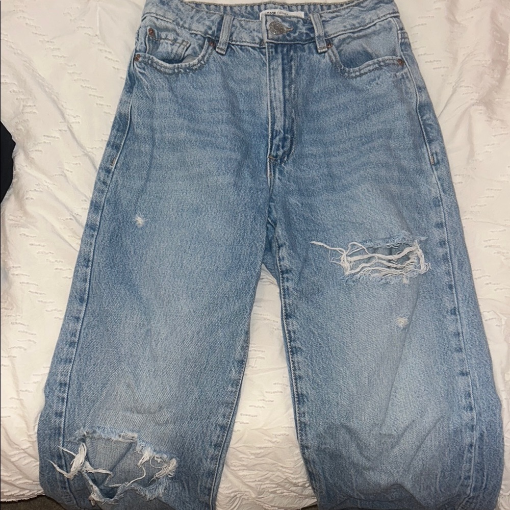 Womens Garage Distressed Light Blue Jeans